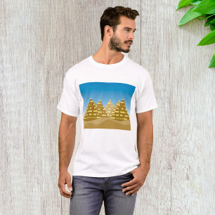 T-shirt Paysage Désertique Pyramides Égyptiennes Or Géomét
