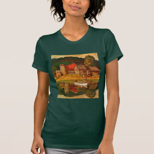 T-shirt Paysage d'étang de ferme par Mead Schaeffer