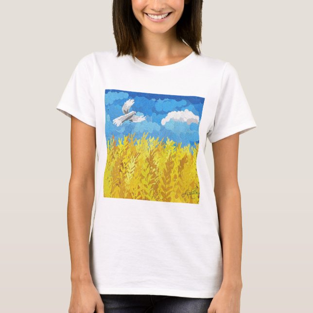 T-shirt Paysage du drapeau ukrainien (Devant)