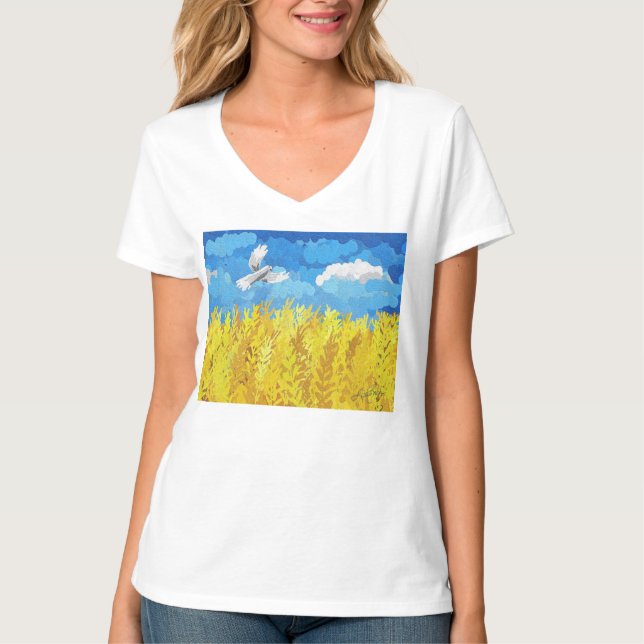 T-shirt Paysage du drapeau ukrainien (Devant)