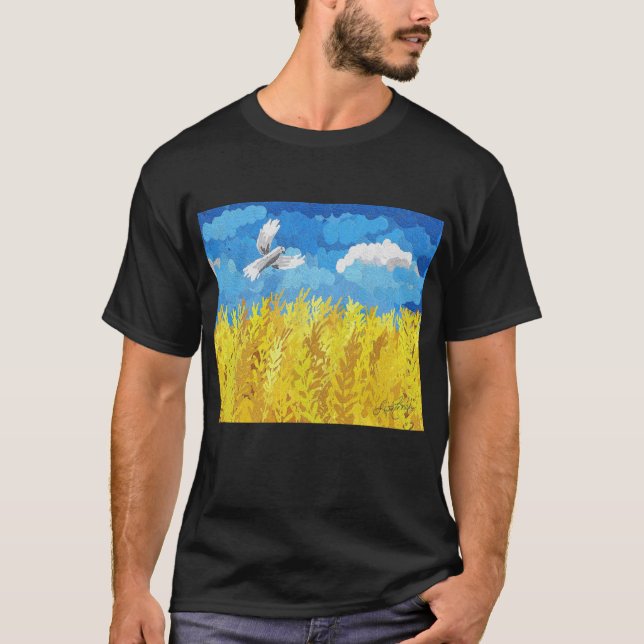 T-shirt Paysage du drapeau ukrainien (Devant)