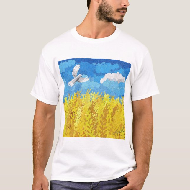 T-shirt Paysage du drapeau ukrainien (Devant)