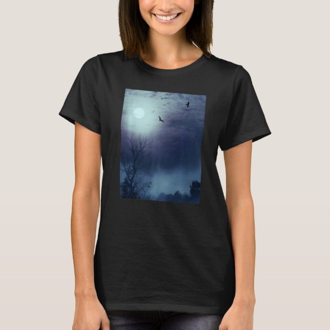 T-shirt Paysage Foggy Nature Pleine Lune Et Chauves-Fats (Devant)