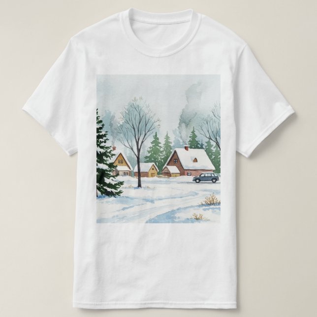 T-shirt Paysage hivernal enneigé (Design devant)