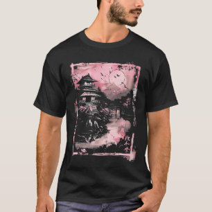 T-shirt Paysage japonais animé Temple Sakura Japon