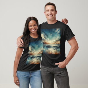 T-shirt Paysage marin orageux bleu, photographie ancienne