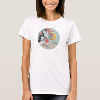 T-shirt Paysage minimaliste de lune de fleur de cerisier j