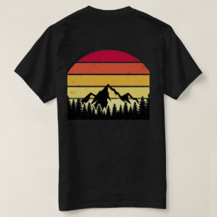 T-shirt Paysage Montagnard au Coucher du Soleil Rétro Na