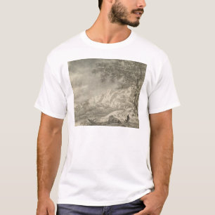T-shirt Paysage montagneux avec un randonneur