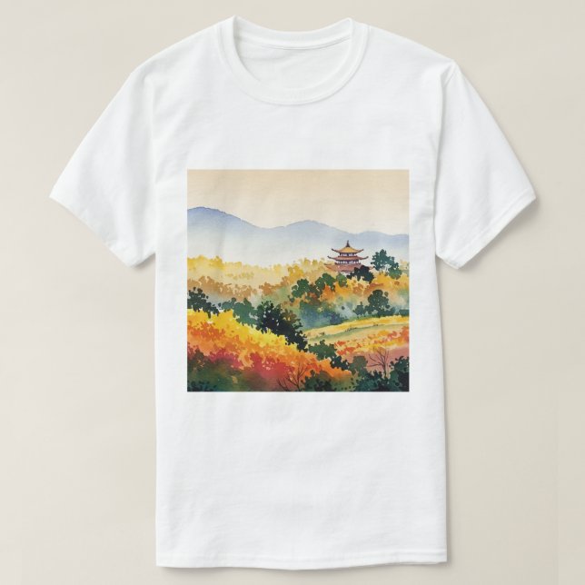 T-shirt Paysage montagneux d'automne (Design devant)