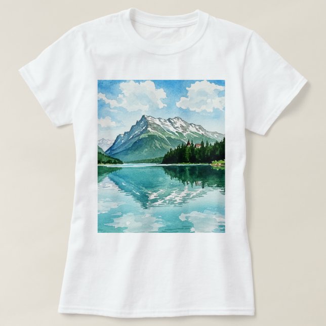 T-shirt Paysage montagneux paisible (Design devant)