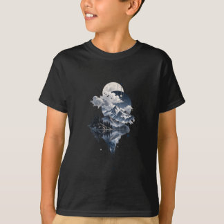 T-shirt Paysage Mystique de Montagne Lune et Clo Géométriq