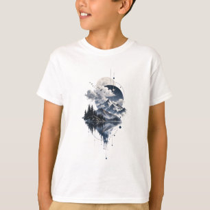 T-shirt Paysage Mystique de Montagne Lune et Clo Géométriq