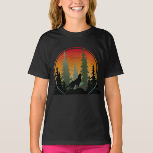 T-shirt Paysage naturel du loup au coucher du soleil