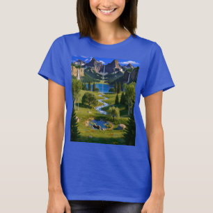 T-shirt Paysage naturel Montagnes Cascades Lac Ruisseau Ét