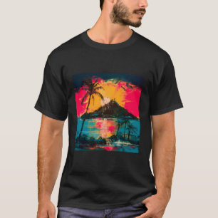 T-shirt Paysage océanique tropical Palmiers Soleil Stylish