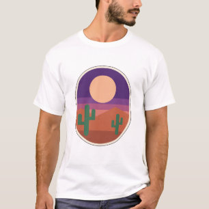 T-shirt Paysage Rétro Cactus Lune du Désert Sud-Ouest