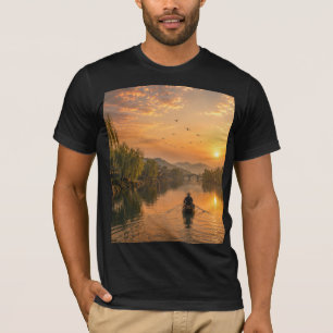 T-shirt Paysage rivière moderne lavis d'encre