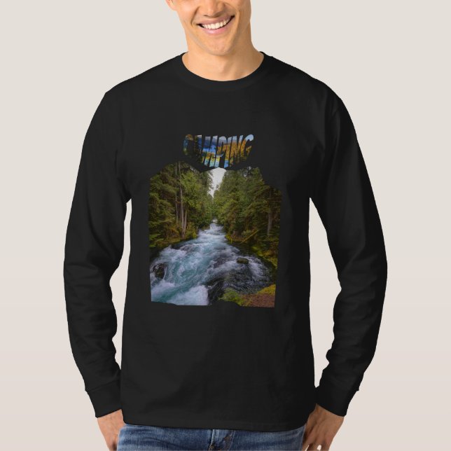 T-shirt Paysage rustique de la nature avec cascade (Devant)