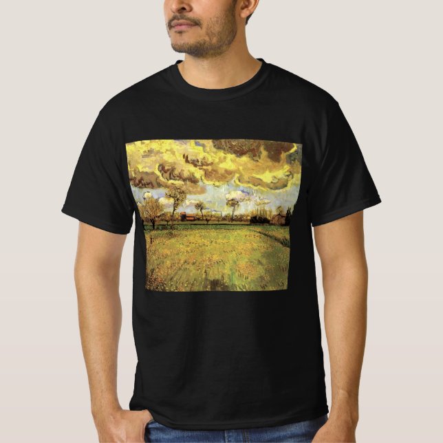 T-shirt Paysage sous un ciel orageux par Vincent van Gogh (Devant)