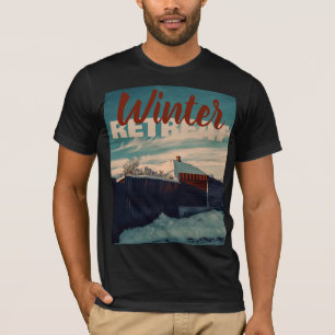 T-shirt Paysage stylisé de toit enneigé en hiver cosy