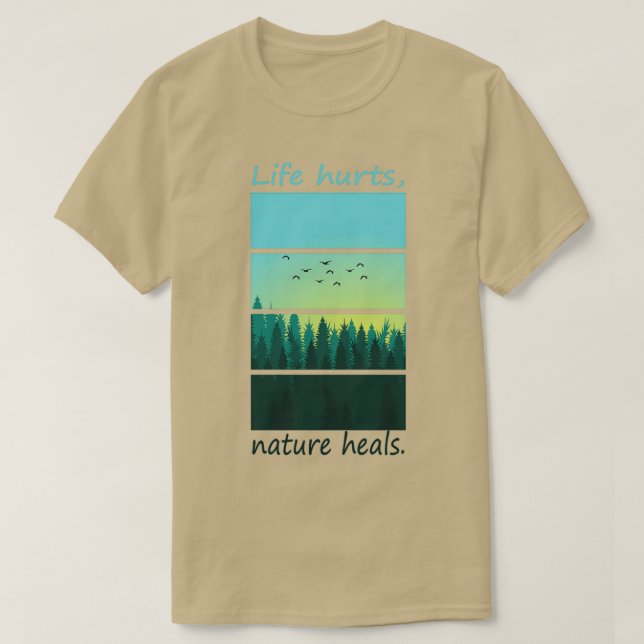 T-shirt Paysage symbolique avec citation quotLa vie fait m (Design devant)