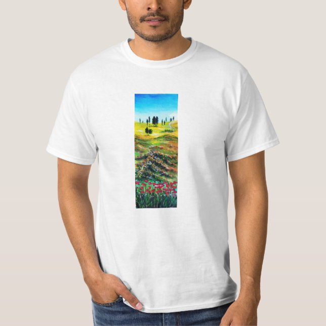 T-SHIRT PAYSAGE TOSCANE AVEC POPIES (Devant)