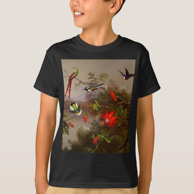 T-shirt Paysage tropical avec dix colibris (Devant)