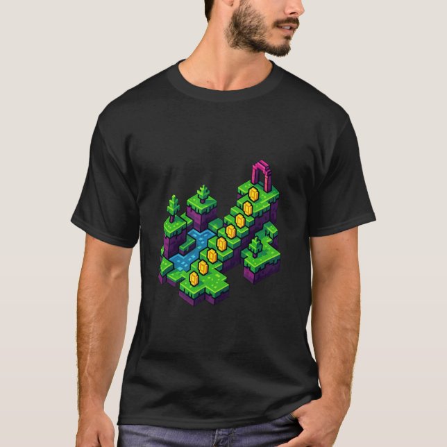 T-shirt Paysage urbain 8 bits de Retro Arcade Pixels City  (Devant)