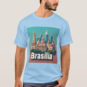 T-shirt Paysage urbain coloré de Brasília avec une skyline