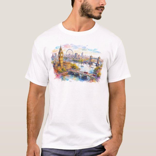 T-shirt Paysage urbain coloré de Londres (Devant)
