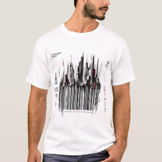 T-shirt Paysage urbain cyberpunk Code-barres Glitch Art Sy