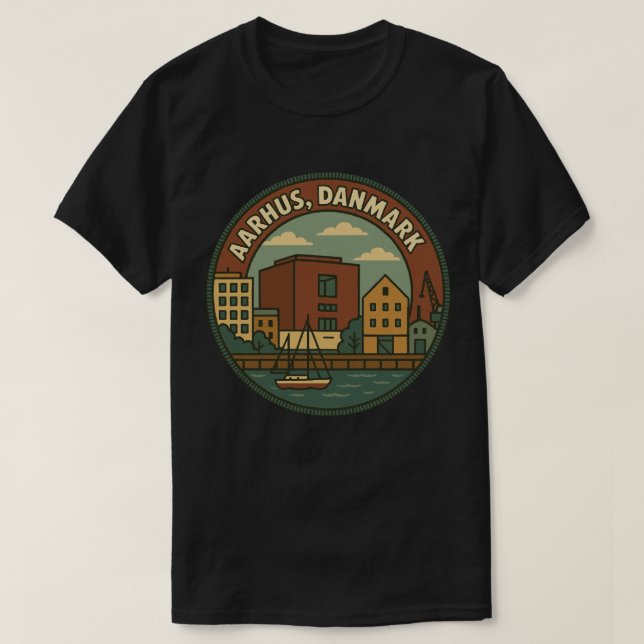 T-shirt Paysage urbain d'Aarhus Danemark (Design devant)