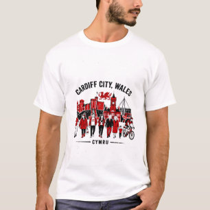 T-shirt Paysage urbain de Cardiff au pays de Galles avec d