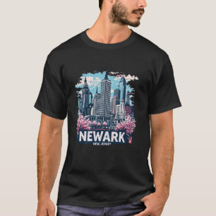 T-shirt Paysage urbain de Newark New Jersey au coucher du