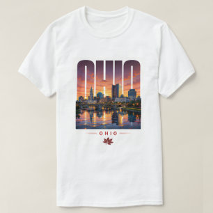 T-shirt Paysage urbain du front de la rivière Ohio Lumière