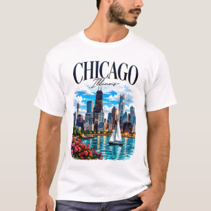 T-shirt Paysage urbain du front de lac de Chicago