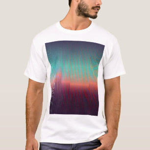 T-shirt Paysage urbain numérique, carrés colorés.