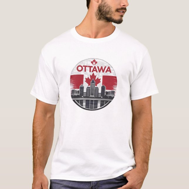 T-shirt Paysage urbain rétro d'Ottawa Canada (Devant)