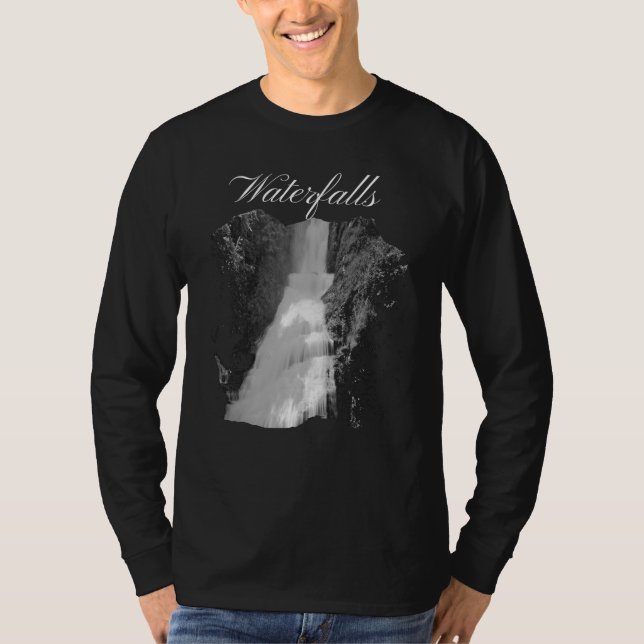 T-shirt Paysages de chutes d'eau noires et blanches (Devant)