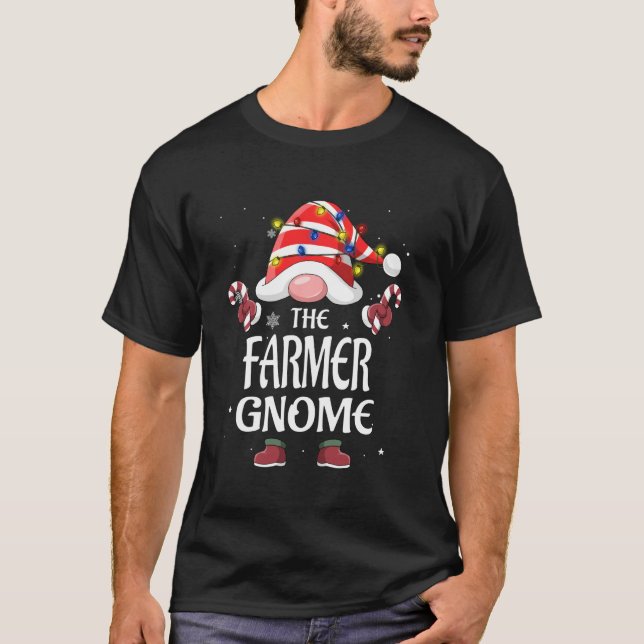 T-shirt Paysan Gnome Gnome Tree Light Buffalo Plaid Christ (Devant)