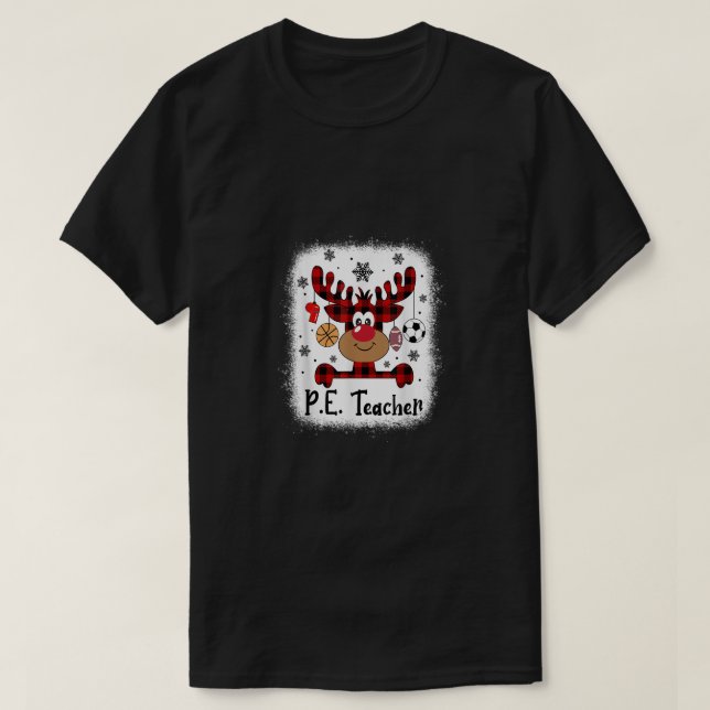 T-shirt PbE7 PE Enseignant Reindeer Noël Joyeux Noël PE T (Design devant)