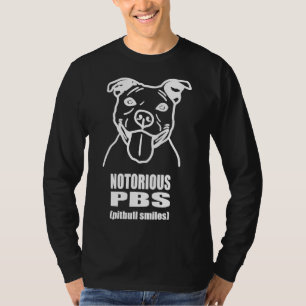 T-shirt Pbs Pitbull Célèbre Sourit Blanc Sur Noir