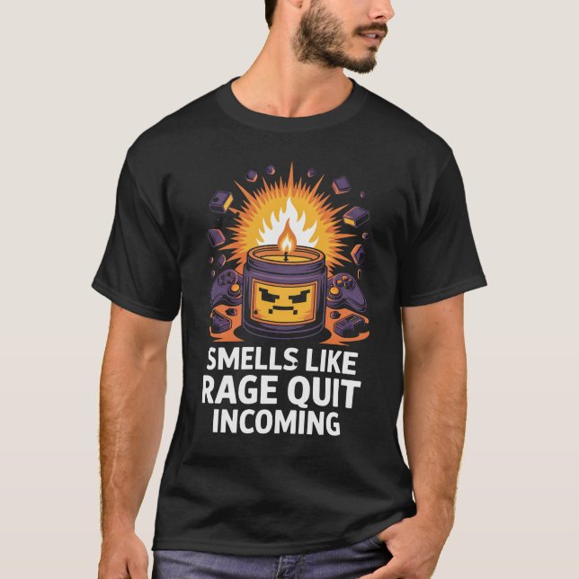 T-shirt PC Gamer Gift Candle Smells Like Rage (Devant)
