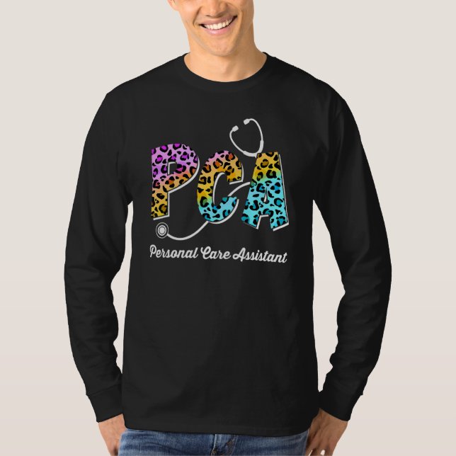 T-shirt Pca Pour Assistant Soins Personnels Leopard Nurses (Devant)