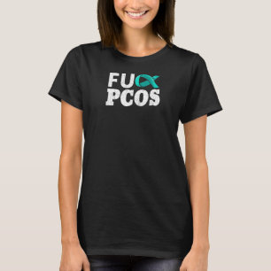 T-shirt Pcos Turquoise Ribbon Syndrome Ovométrique Polykys