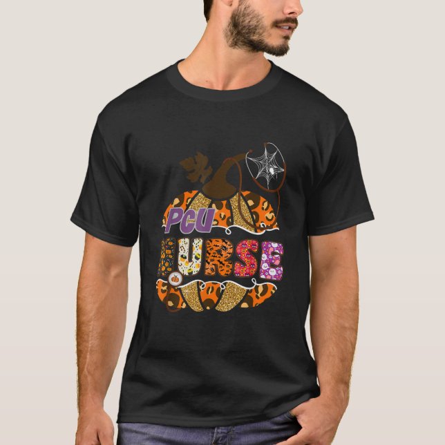T-shirt PCU Infirmière Halloween Citrouille Leopard Ca pro (Devant)