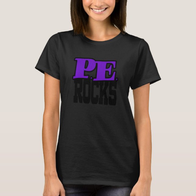 T-shirt Pe Rocks Purple École Étudiant Physique Enseignant (Devant)