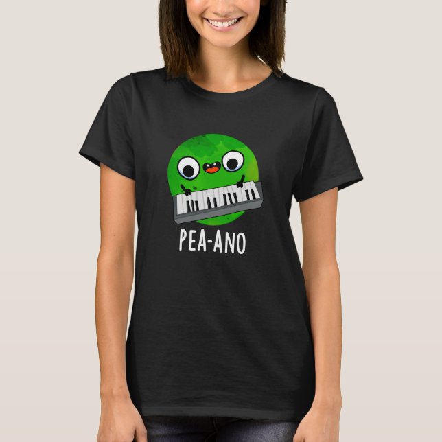 T-shirt Pea-ano Funny Musique Veggie Pea Pun Dark BG (Devant)