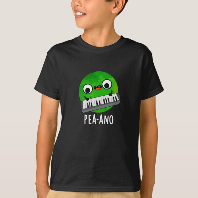 T-shirt Pea-ano Funny Musique Veggie Pea Pun Dark BG (Devant)